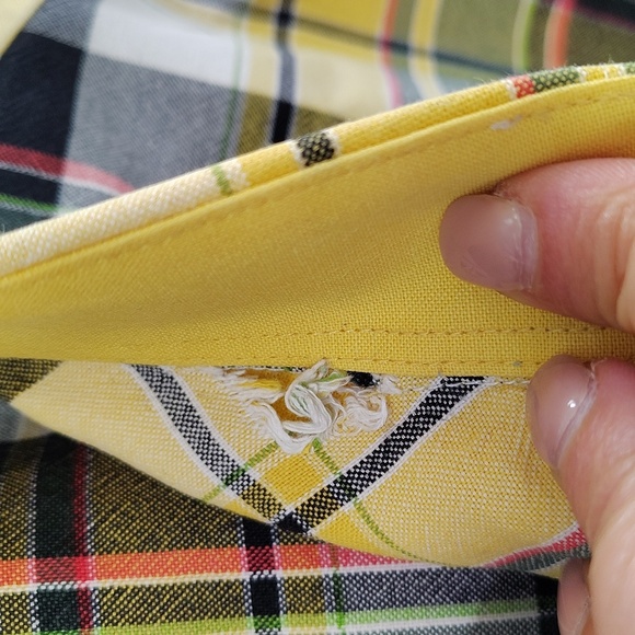 Cinch yellow green & black plaid button up Shirt Men's XL Plaid Button-Up - Picture 6 of 8